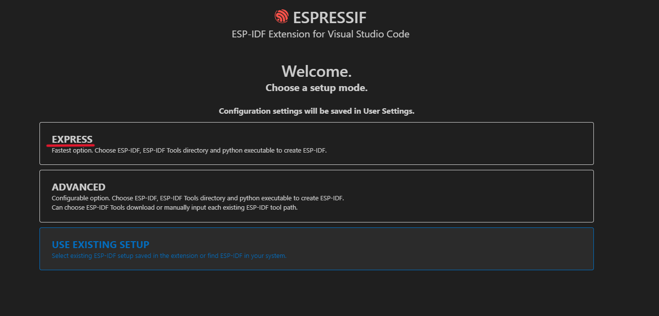 Installation mode selection interface